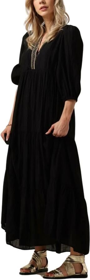 NUKUS maxi jurk Sabrina met contrastbies en contrastbies zwart - Foto 3