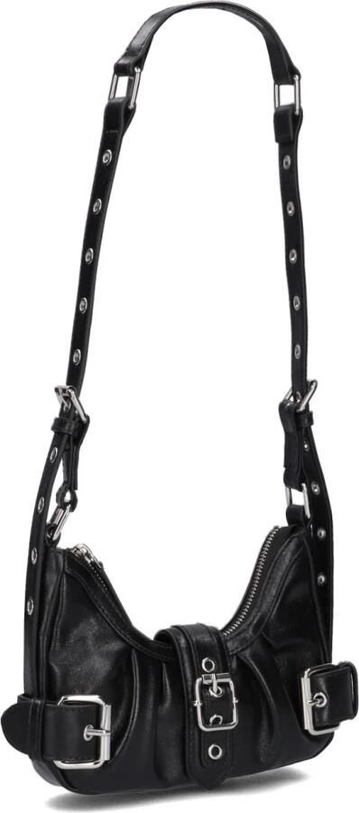 Núnoo Zwarte leren schoudertas Palma City Black Dames