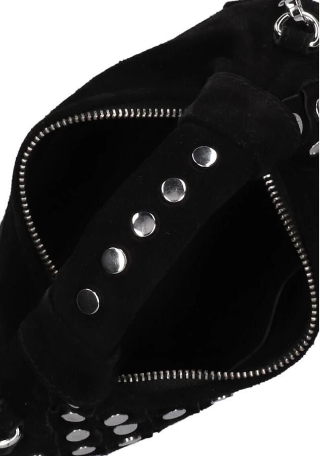Núnoo Zwarte Suède Schoudertas met Studs Zwart Dames - Foto 3