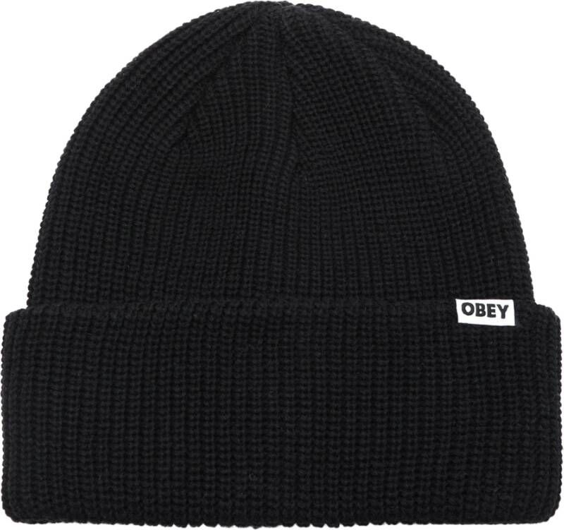 Obey Zwarte Geribbelde Beanie Muts Black Heren