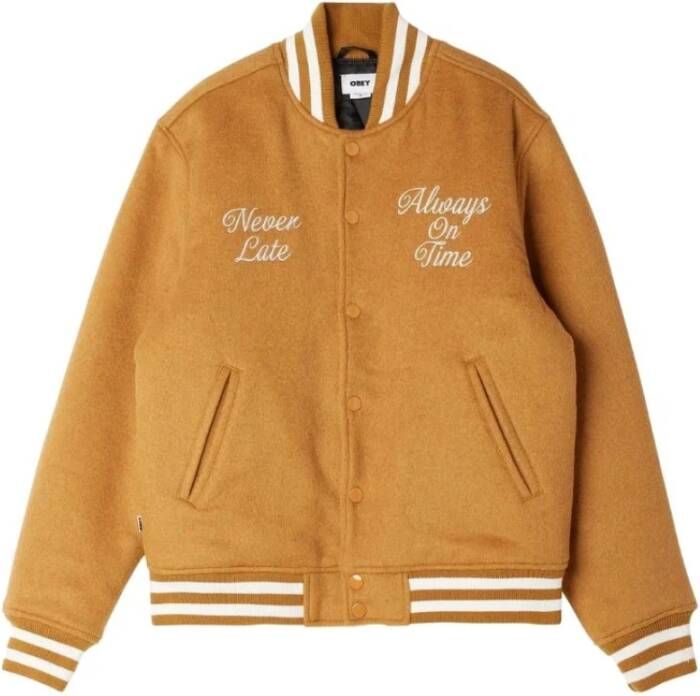 Obey Klassieke Varsity Jas Brown Heren