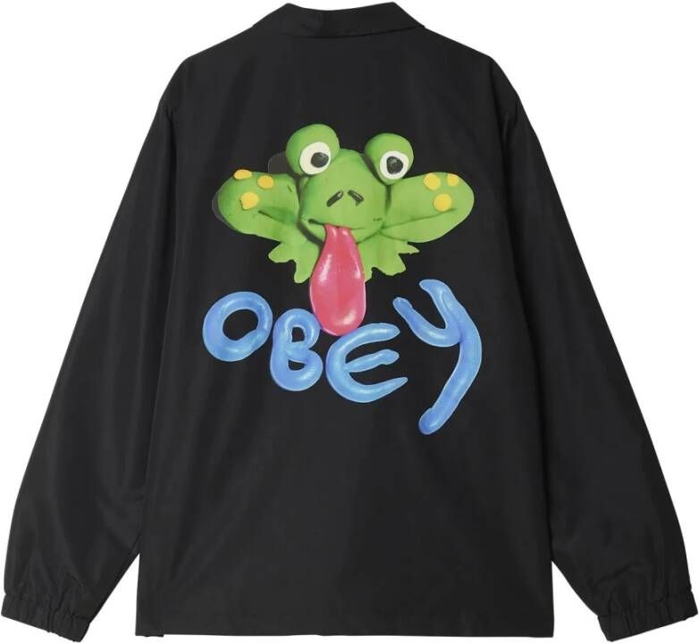 Obey Froggy Coach Jacket Zwart Black Heren