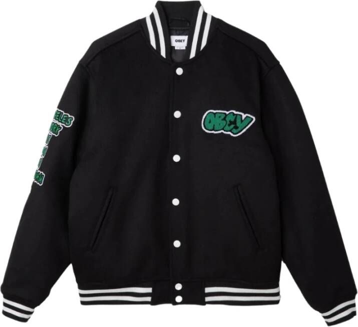 Obey Varsity Jack Zwart Gewatteerde Voering Black Heren