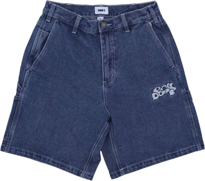 Obey Denim Shorts Blauw Heren