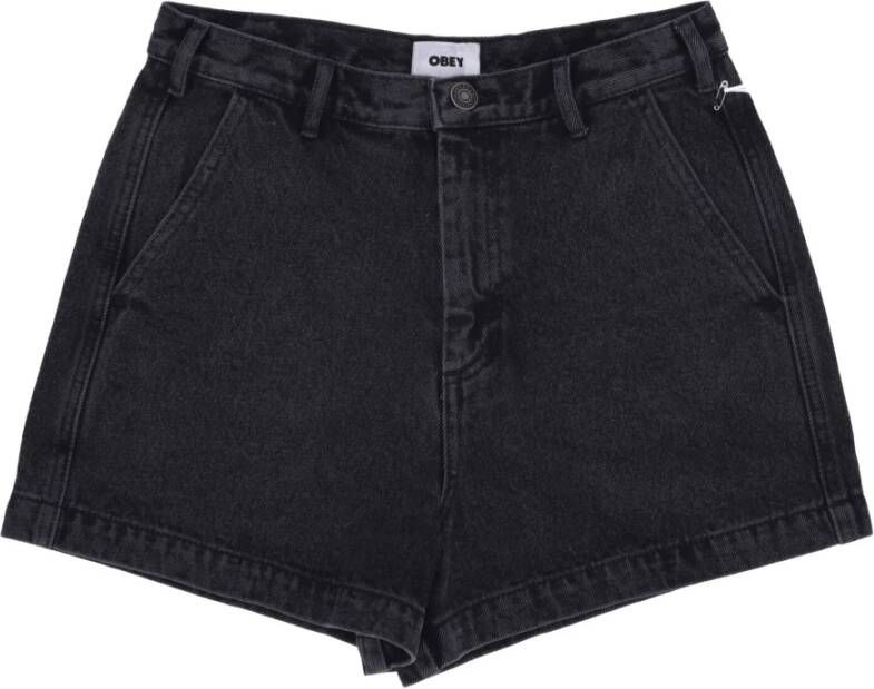 Obey Denim Shorts Zwart Dames