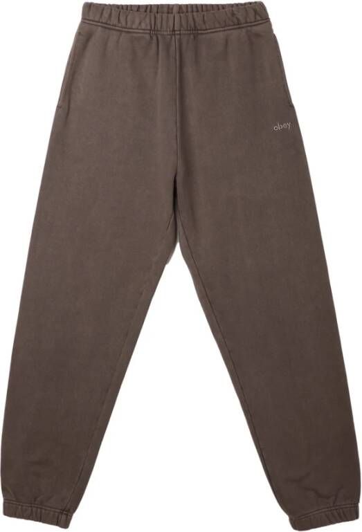 Obey Dikke katoenen joggers Java Brown Bruin Heren