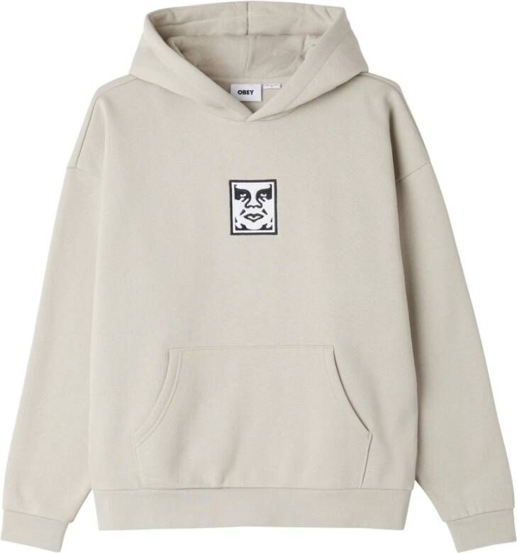 Obey Dikke Katoenen Oversized Hoodie met Icon Logo Beige Heren