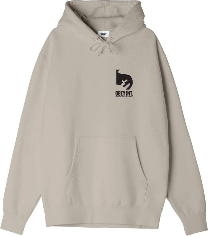 Obey Heren Hoodie met Voor- en Achterprint Beige Heren