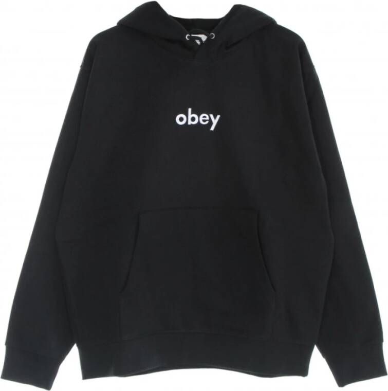 Obey Hoodie kleine letters Zwart Heren