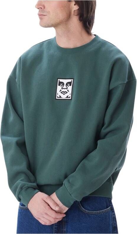 Obey Icon Extra Heavy Crew II Dark Cedar Sweatshirt Groen Heren