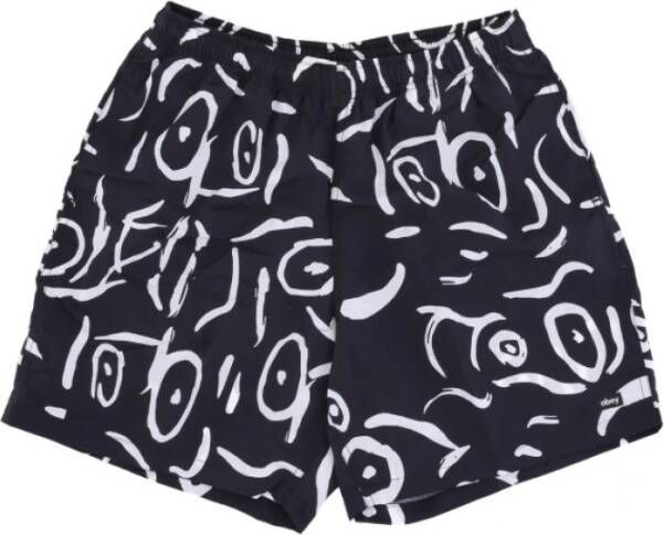 Obey korte broek gemakkelijke krabbels Zwart Heren