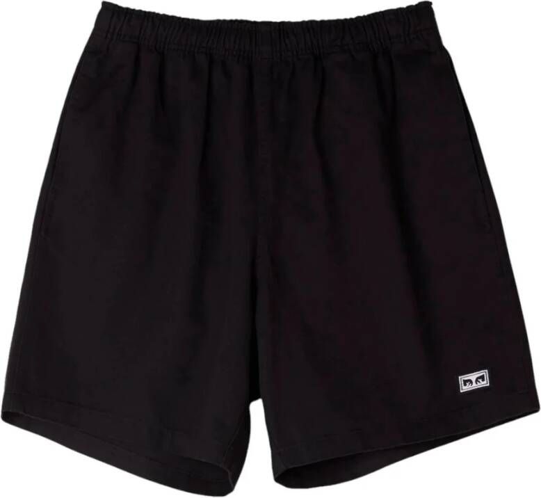 Obey Zwarte Twill Relaxte Korte Broek Black Heren