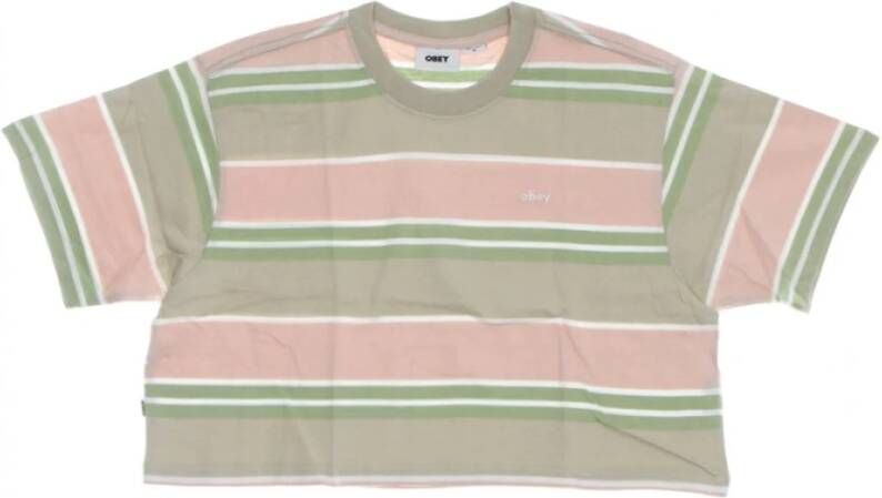 Obey Korte T-shirt Pembroke Box Tee Beige Dames