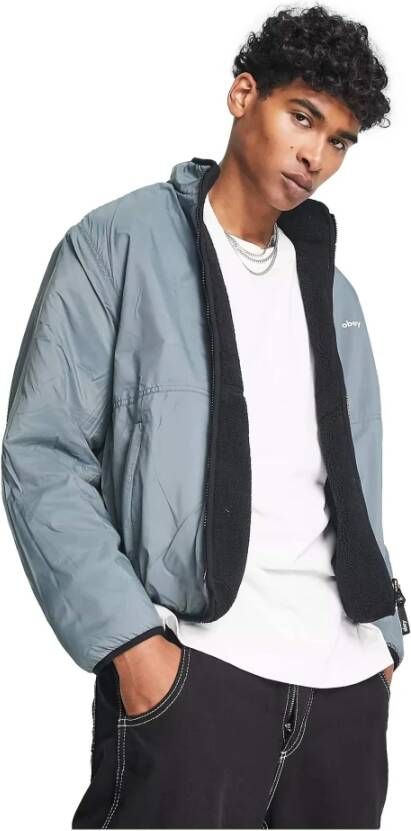 Obey Heren Jas met Ritssluiting en Ronde Kraag Black Heren