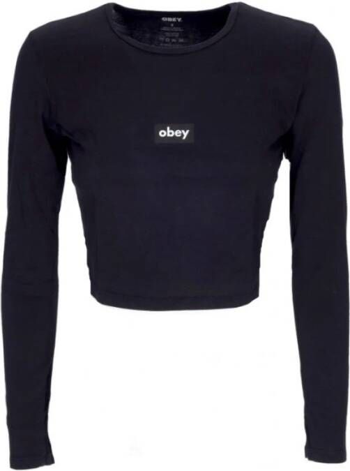 Obey Tops met lange mouwen Black Dames
