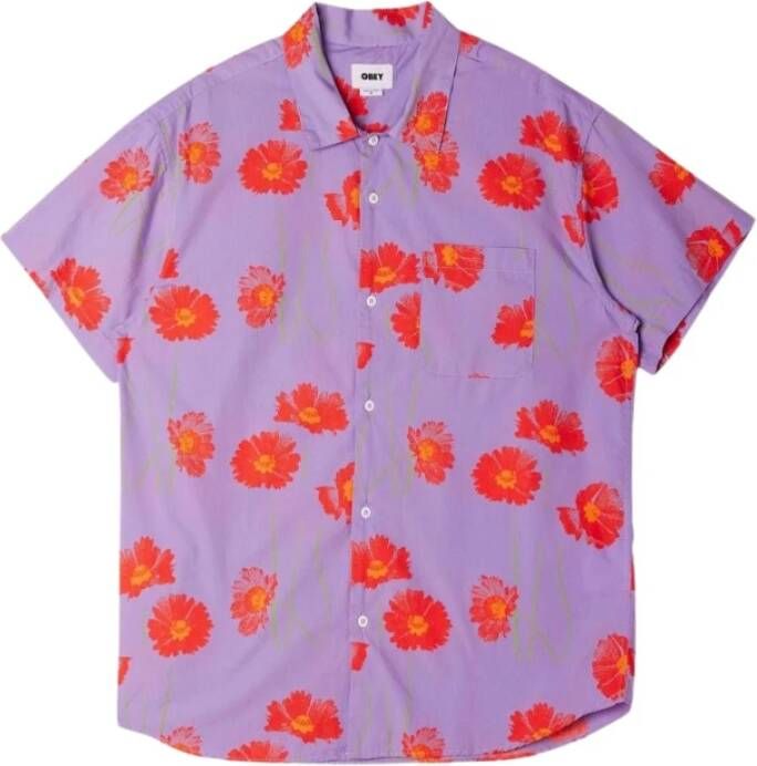 Obey Marino geweven shirt Paars Heren