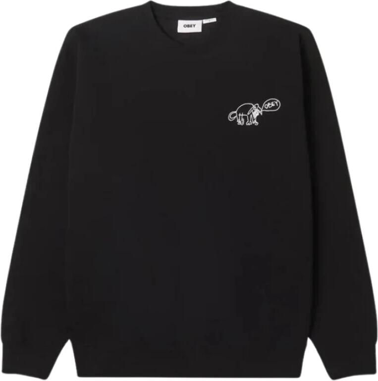 Obey Hond Doodle Crew Fleece Sweatshirt Black Heren