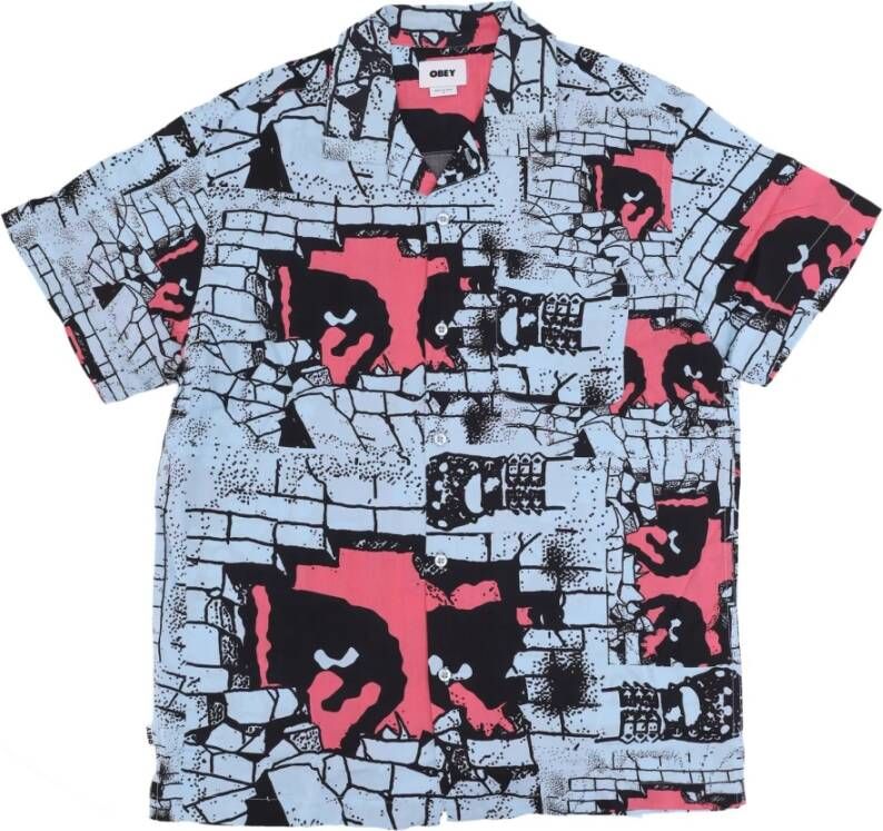 Obey Short Sleeve Shirts Blauw Heren