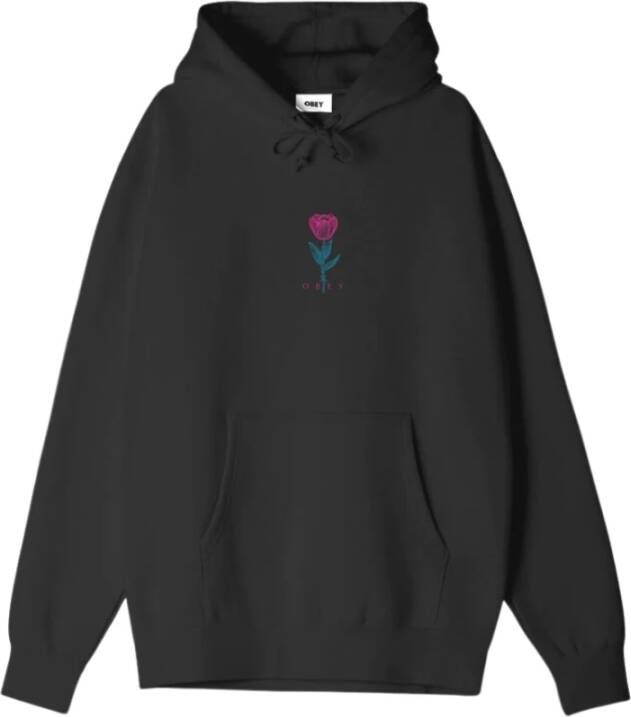 Obey Barbwire Flower Hoodie Black Heren