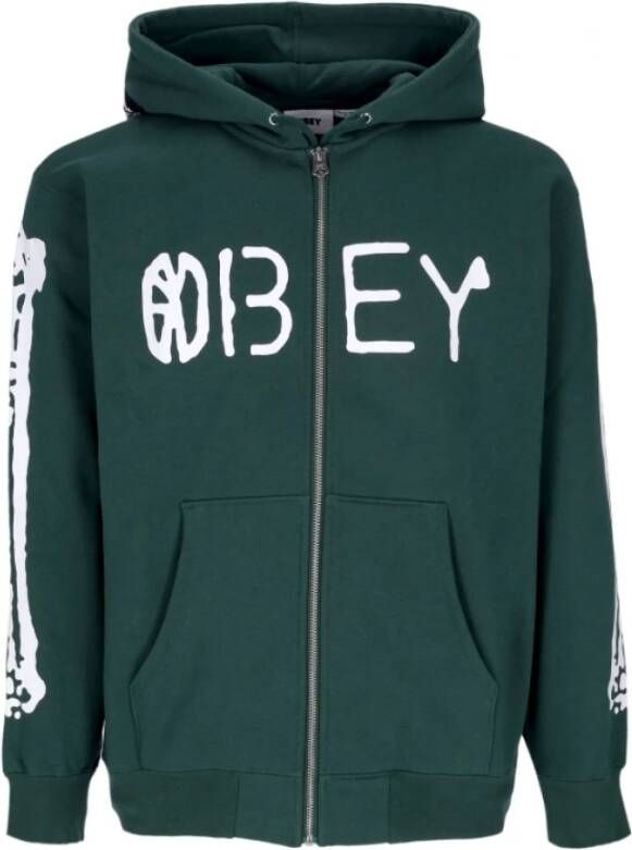 Obey Sweater met rits Groen Heren