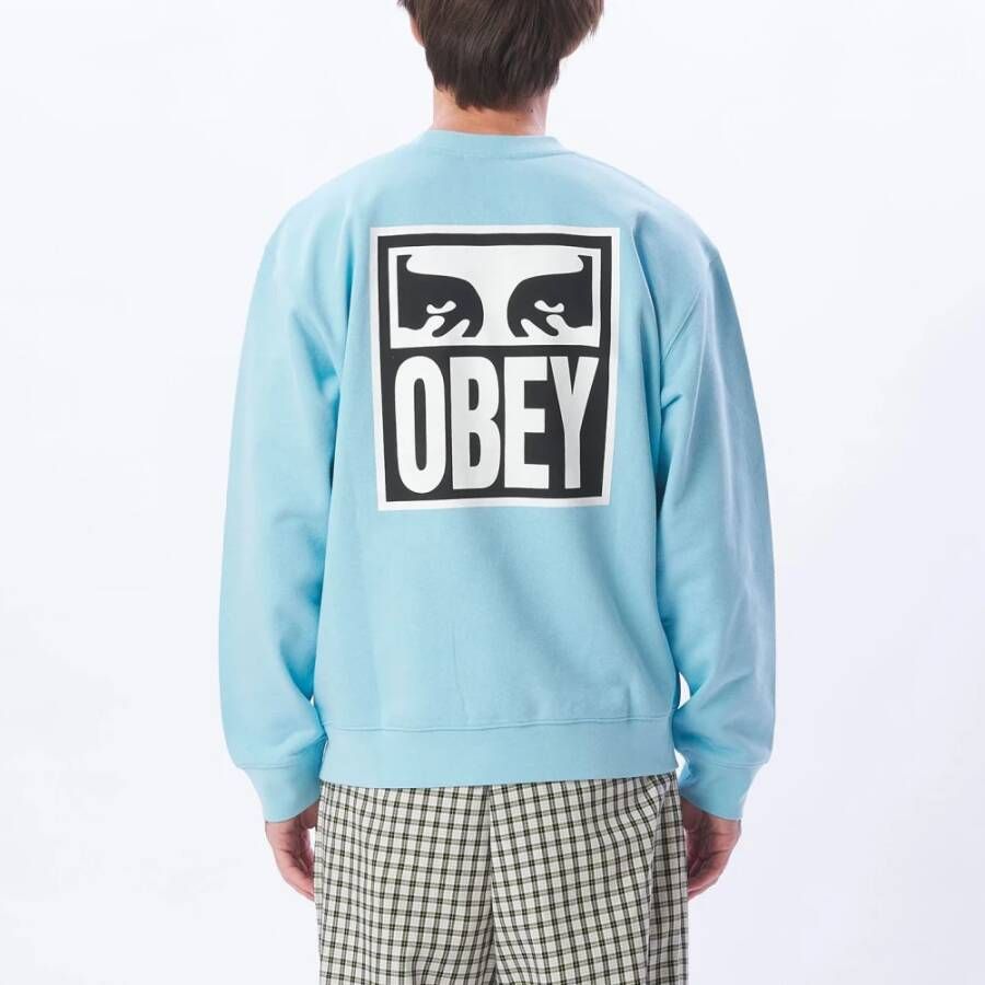 Obey Iconische Crewneck Sweatshirt met Ogenprint Blue Heren
