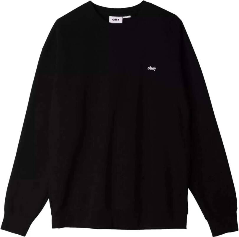 Obey Zwarte Lichtgewicht Crewneck Sweatshirt Bold Box Fit Black Heren