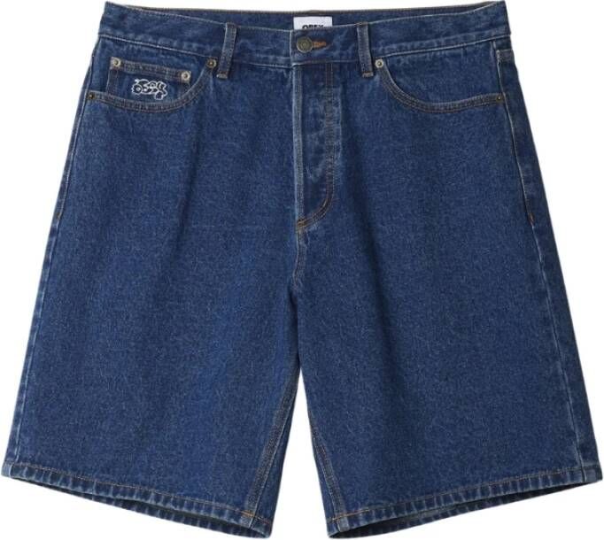 Obey Wijde Denim Shorts voor Heren Blauw Heren