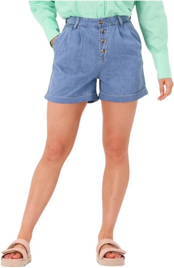 Object Blauwe High Waist Denim Shorts Blue Dames - Foto 4