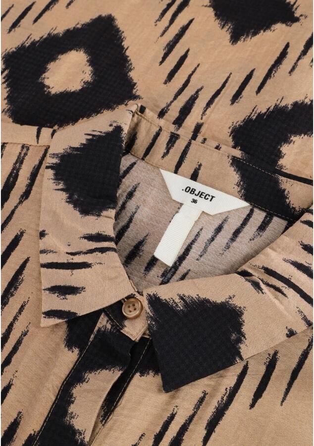 OBJECT jurk OBJBERRY met all over print en ceintuur beige zwart