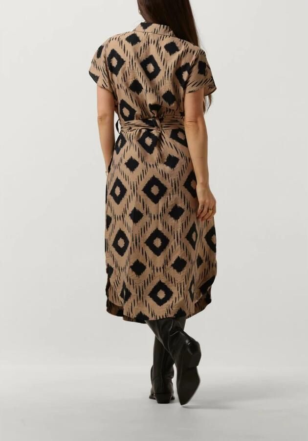 OBJECT jurk OBJBERRY met all over print en ceintuur beige zwart - Foto 2