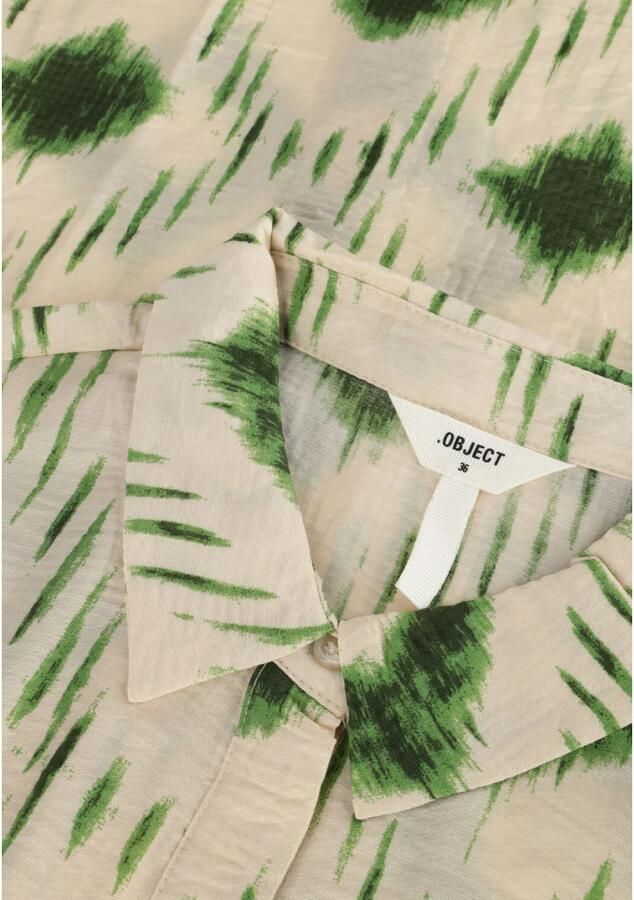 OBJECT jurk OBJBERRY met all over print en ceintuur ecru groen