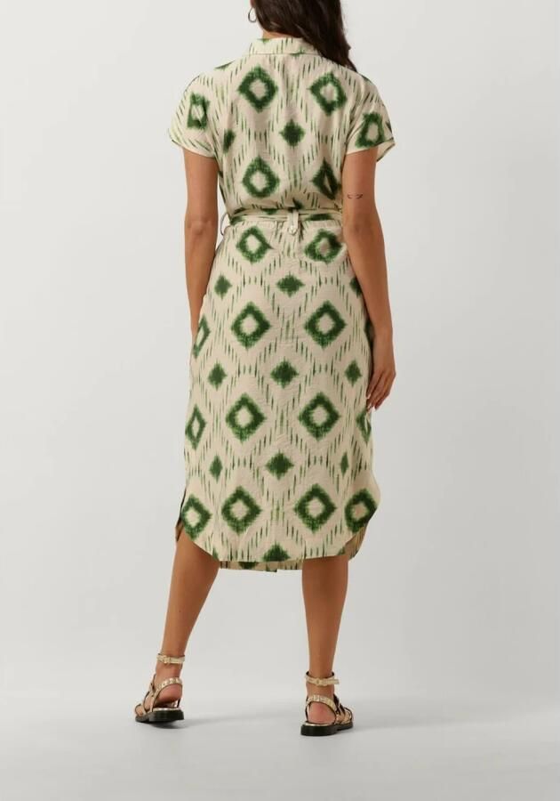 OBJECT jurk OBJBERRY met all over print en ceintuur ecru groen - Foto 2