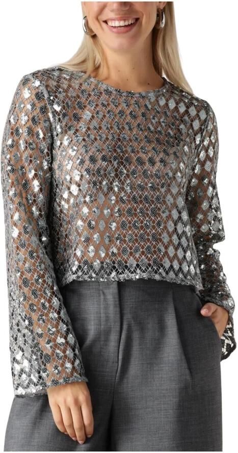 OBJECT Dames Tops & T-shirts Objgitte Lo L s Top 136 Zilver - Foto 3