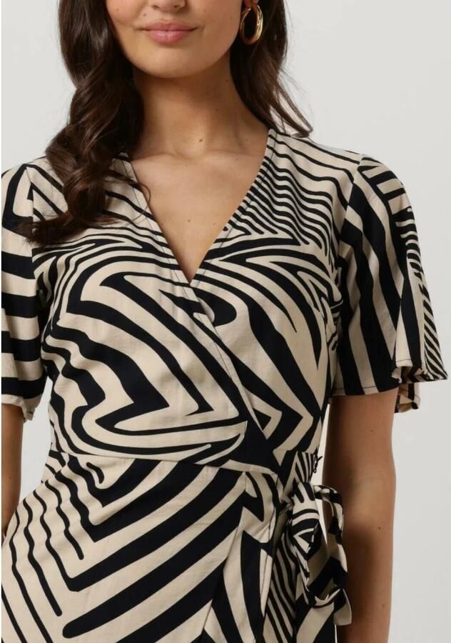 OBJECT maxi wikkeljurk OBJFALINE met grafische print en volant zwart zand - Foto 3