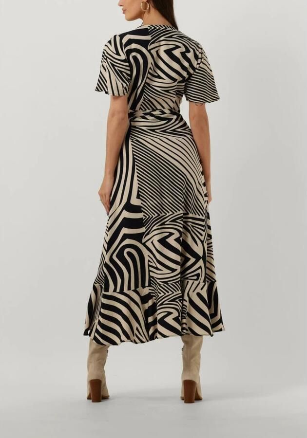 OBJECT maxi wikkeljurk OBJFALINE met grafische print en volant zwart zand - Foto 4