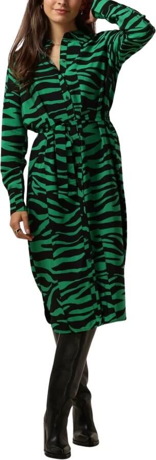 OBJECT blousejurk OBJCIRA met zebraprint en ceintuur groen zwart - Foto 3
