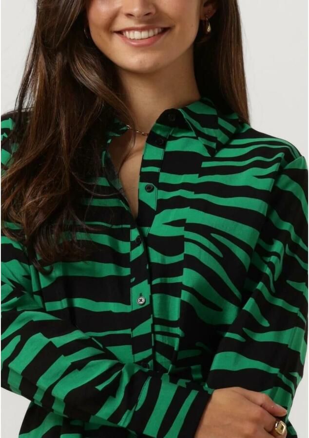 OBJECT blousejurk OBJCIRA met zebraprint en ceintuur groen zwart
