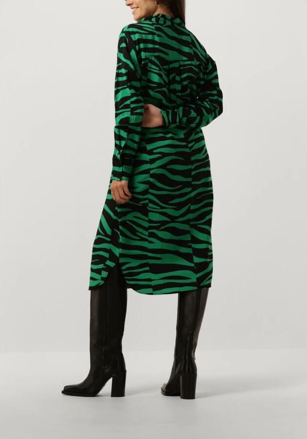 OBJECT blousejurk OBJCIRA met zebraprint en ceintuur groen zwart - Foto 2