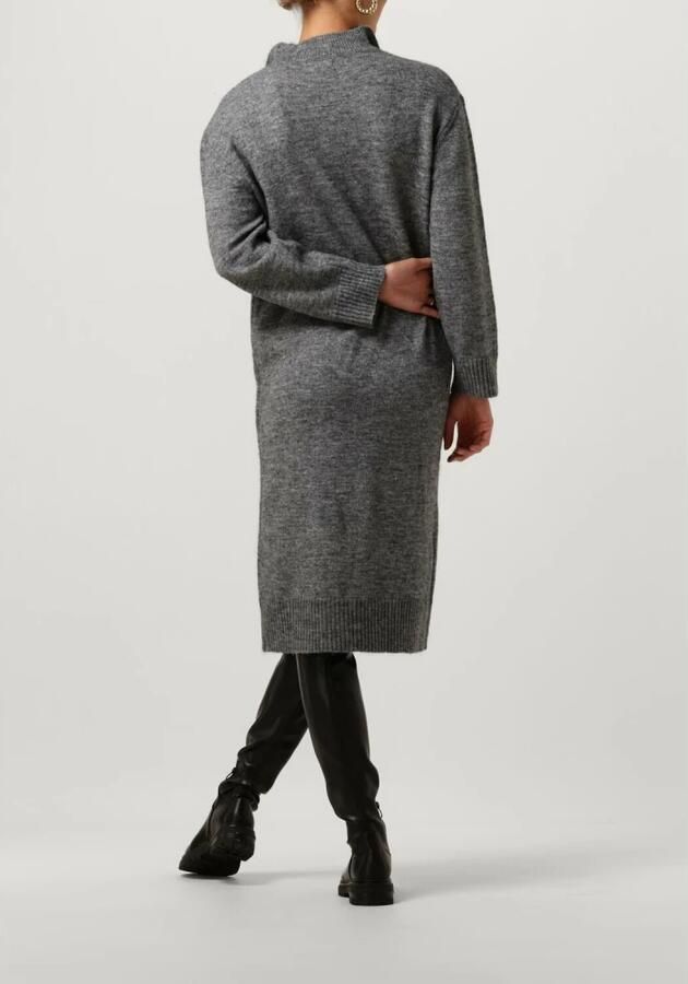 OBJECT Dames Jurken Objminna L s Zip Knit Dress Noos Donkergrijs - Foto 5