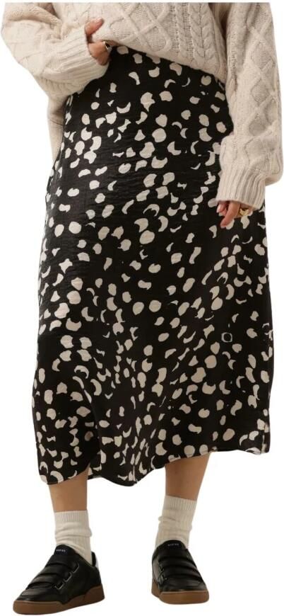OBJECT midi rok OBJOMIKA met all over print zwart ecru - Foto 3