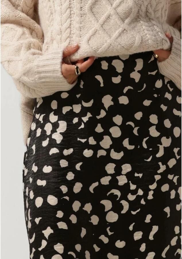 OBJECT midi rok OBJOMIKA met all over print zwart ecru