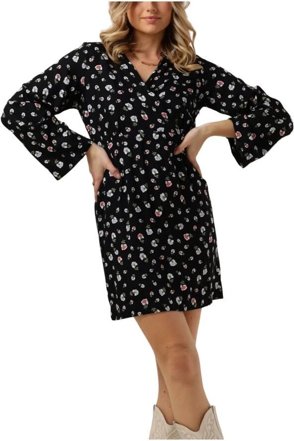 Object Zwarte Mini Jurk met Lange Mouwen Multicolor Dames