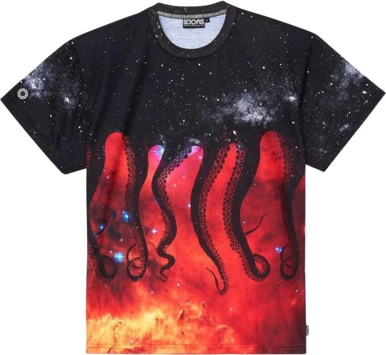 Octopus Galaxy Zwart Tee Korte Mouw T-shirt Multicolor Heren