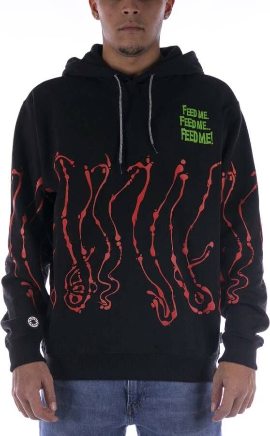 Octopus Zwarte Dripper Hoodie Lange Mouw Black Heren