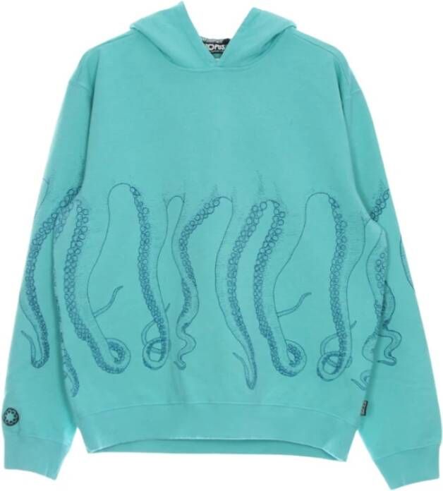 Octopus lichtgewicht hoodie geverfd Blauw Heren