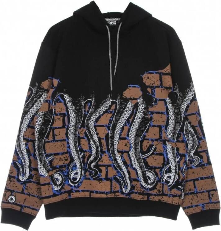 Octopus lichtgewicht hoodie Zwart Heren