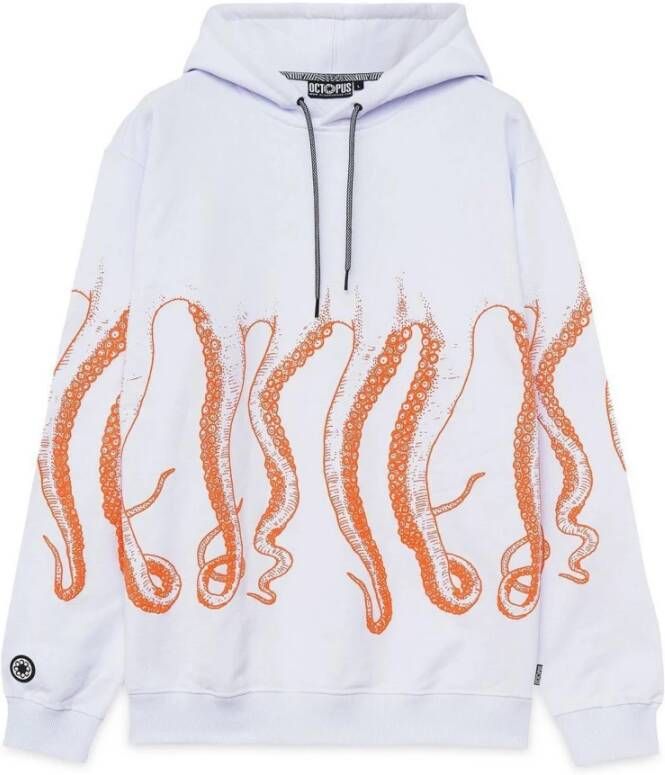 Octopus Witte Hoodie Mannen Outline White Heren