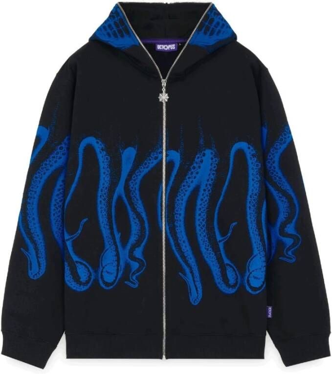 Octopus Katoenen hoodie met zeefdruk Black Heren