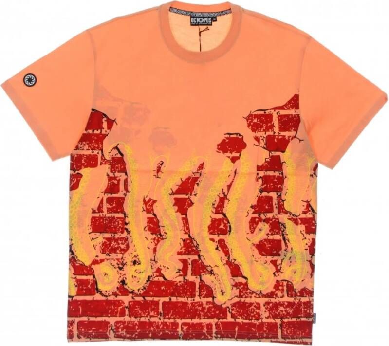 Octopus t-shirt bakstenen Oranje Heren