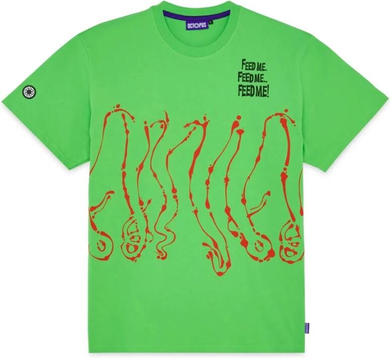 Octopus Lime Dripper Tee Korte Mouw T-shirt Green Heren